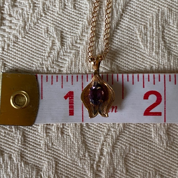 Van Dell I Amethyst 14KT Gold Overlay Necklace I February - Picture 8 of 16